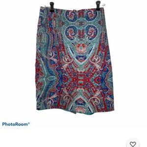 Jones NewYork Lined Zip Colorful Straight Skirt Sized 6